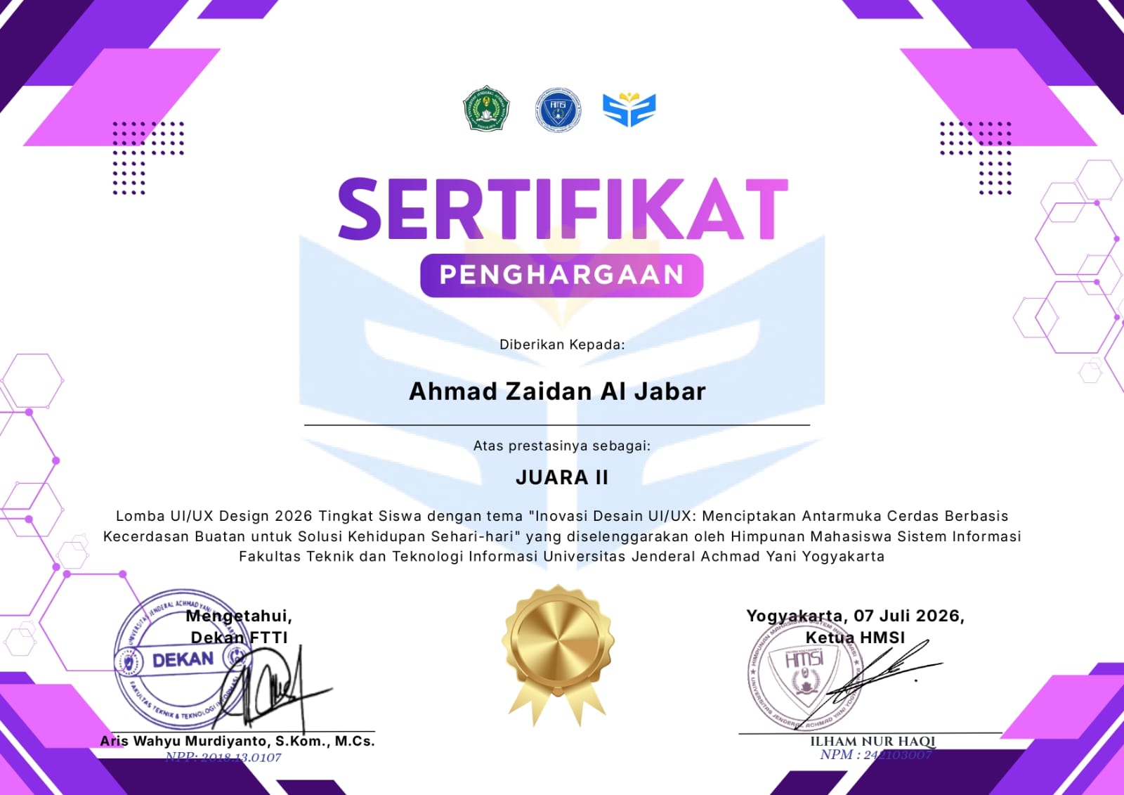 Juara II Lomba UI/UX Design 2026